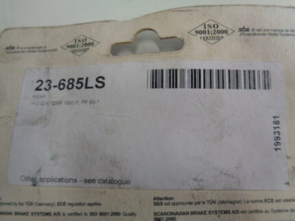 SBS Brake pads/bromsbelägg 685LS REAR/23-685LS Sinter
